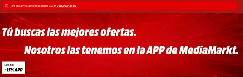 15% descuento en Media Markt desde la APP 15% descuento en Media Markt desde la APP