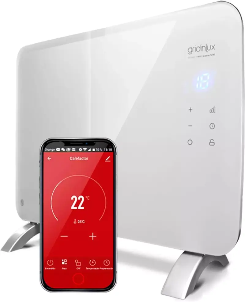 Radiador de Cristal Eléctrico WiFi Gridinlux Homely Radiador de Cristal Eléctrico WiFi Gridinlux Homely