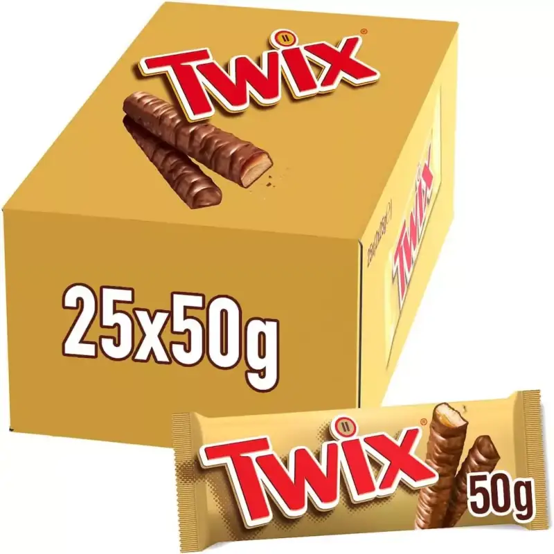 Pack de 25 Twix Chocolatinas con Galleta Crujiente Pack de 25 Twix Chocolatinas con Galleta Crujiente