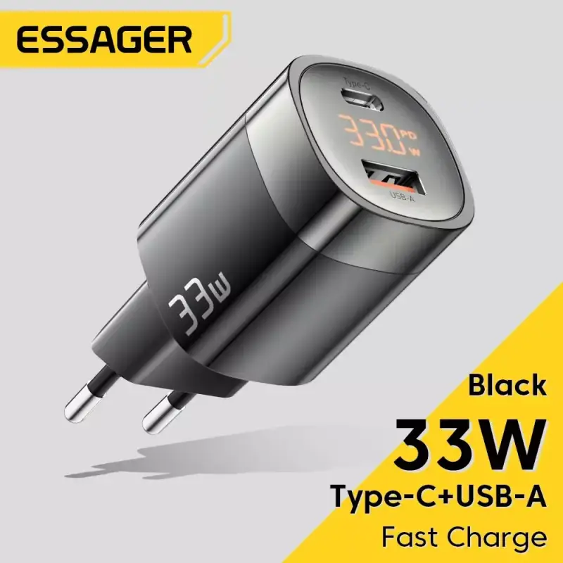 Cargador Essager USB-A + USB-C 33W Cargador Essager USB-A + USB-C 33W