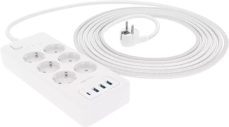 Regleta de 6 enchufes + 4 USB con carga rápida Regleta de 6 enchufes + 4 USB con carga rápida