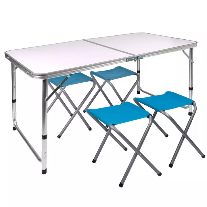 Mesa plegable regulable + 4 taburetes Mesa plegable regulable + 4 taburetes