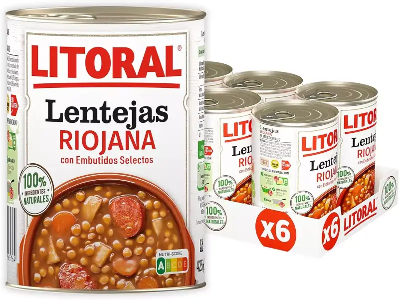 6 Latas LITORAL Lentejas Riojana 6 Latas LITORAL Lentejas Riojana