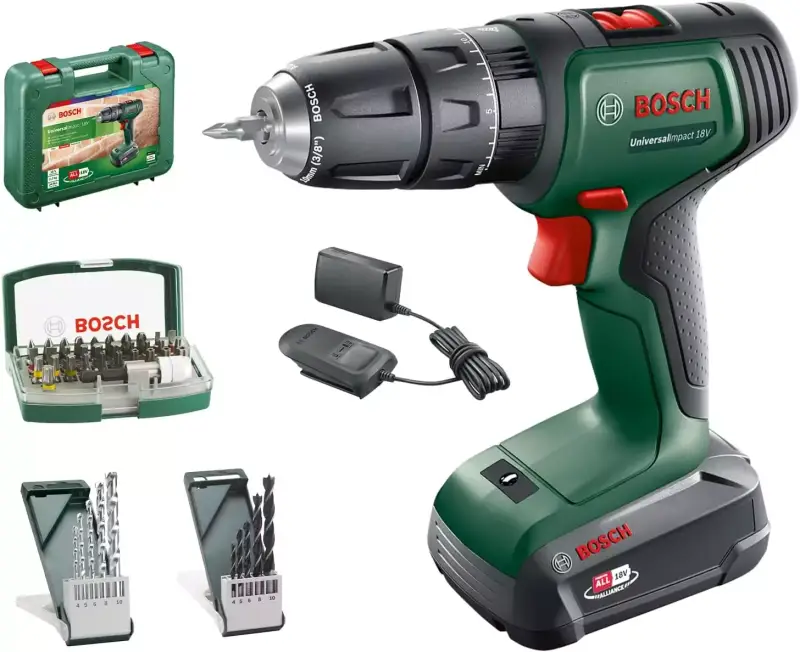 Martillo taladrador Bosch Universal Impact + batería 18V + maletín + brocas Martillo taladrador Bosch Universal Impact + batería 18V + maletín + brocas