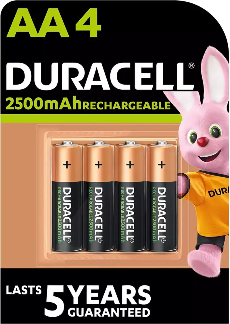 Pack 4 pilas recargables Duracell AA 2500mAh Pack 4 pilas recargables Duracell AA 2500mAh