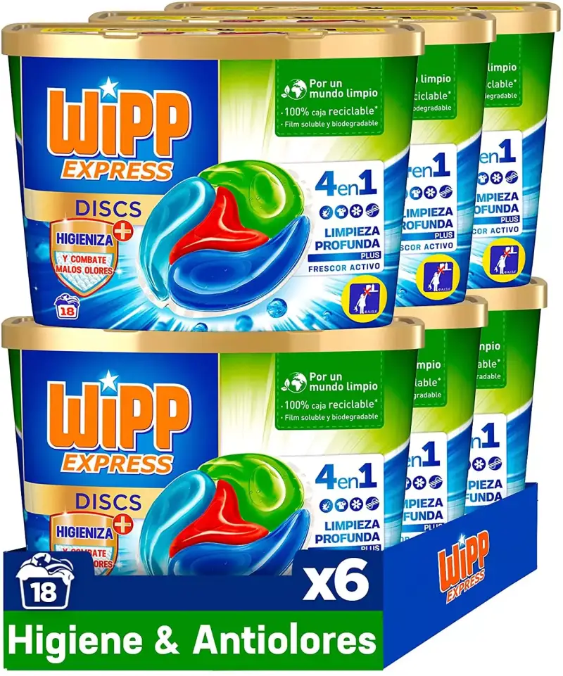 Pack de 6 Wipp Express Detergente Antiolores Pack de 6 Wipp Express Detergente Antiolores