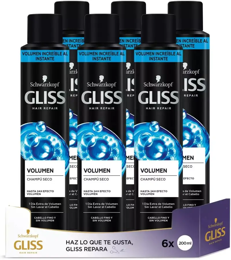 Pack de 6 Champú Gliss Seco Volumen Pack de 6 Champú Gliss Seco Volumen
