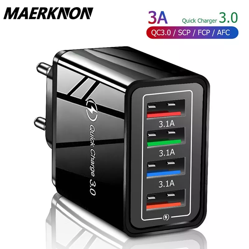 Cargador rápido con 4 puertos USB Cargador rápido con 4 puertos USB