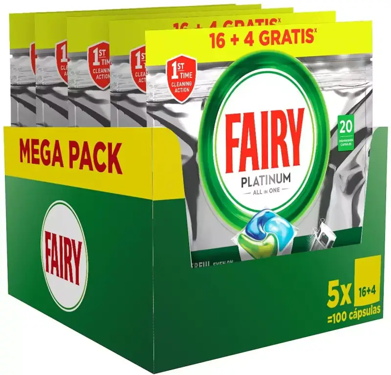 Mega Pack de 100 cápsulas Fairy Platinum All in One Mega Pack de 100 cápsulas Fairy Platinum All in One