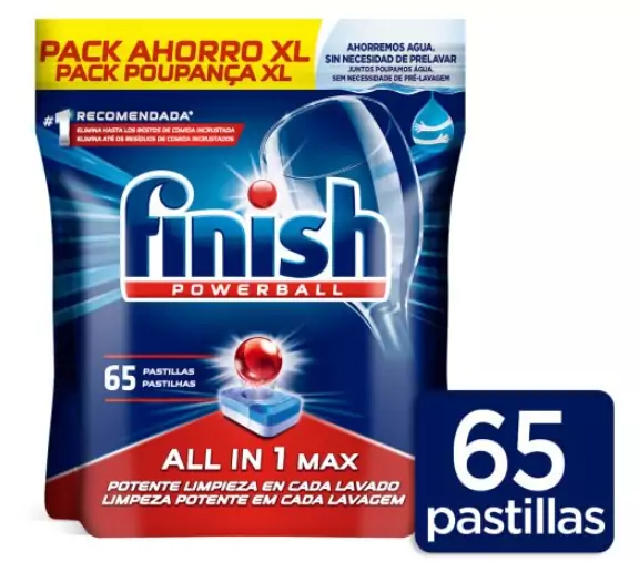 65 pastillas Finish Powerball All in 1 Max 65 pastillas Finish Powerball All in 1 Max