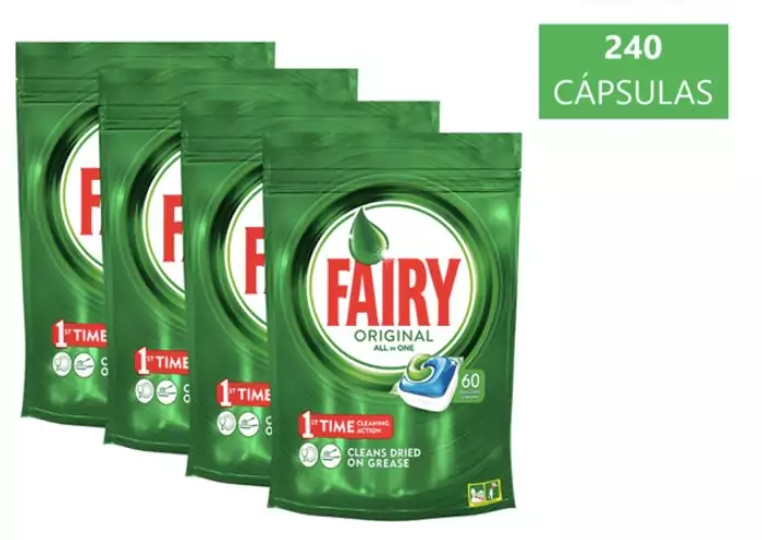 Pack 240 cápsulas Fairy Original Todo En 1 Pack 240 cápsulas Fairy Original Todo En 1
