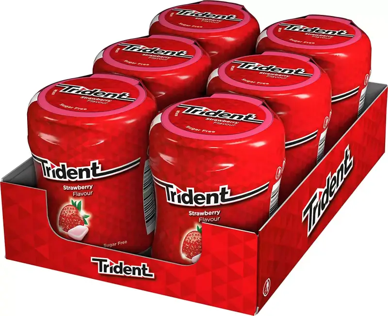 Pack de 6 botes de chicles Trident sabor a fresa Pack de 6 botes de chicles Trident sabor a fresa