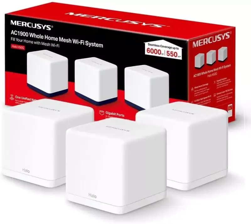 Pack de 3 sistemas Wifi Mesh Mercusys Halo H30G Pack de 3 sistemas Wifi Mesh Mercusys Halo H30G
