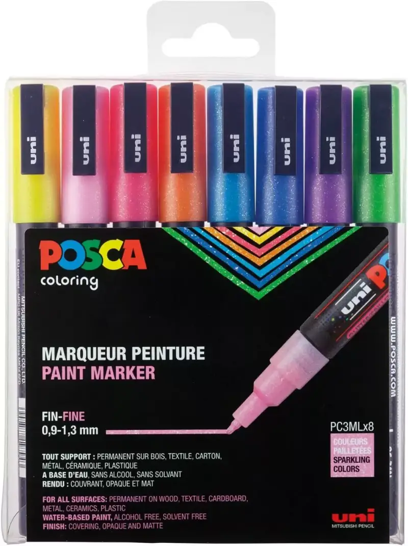 Pack 8 Rotuladores POSCA purpurina Pack 8 Rotuladores POSCA purpurina