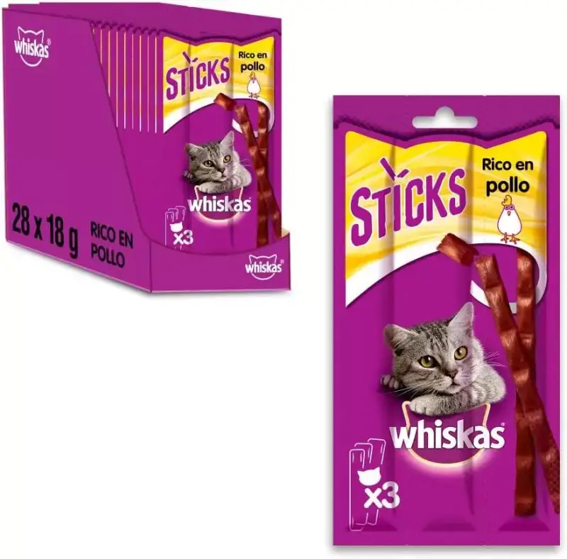 Pack 28x Whiskas Sticks sabor Pollo Pack 28x Whiskas Sticks sabor Pollo