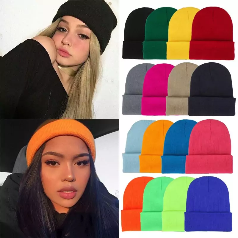 Gorros de Punto de Color Liso para Hombre y Mujer Gorros de Punto de Color Liso para Hombre y Mujer