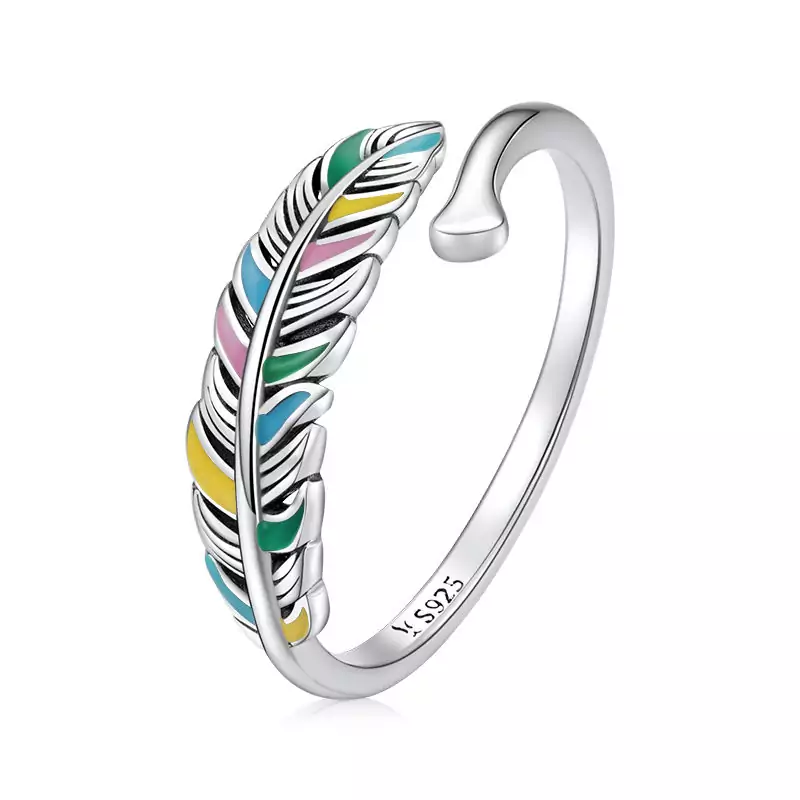 Anillo ajustable con plumas de colores para mujer (3 unidades) Anillo ajustable con plumas de colores para mujer (3 unidades)