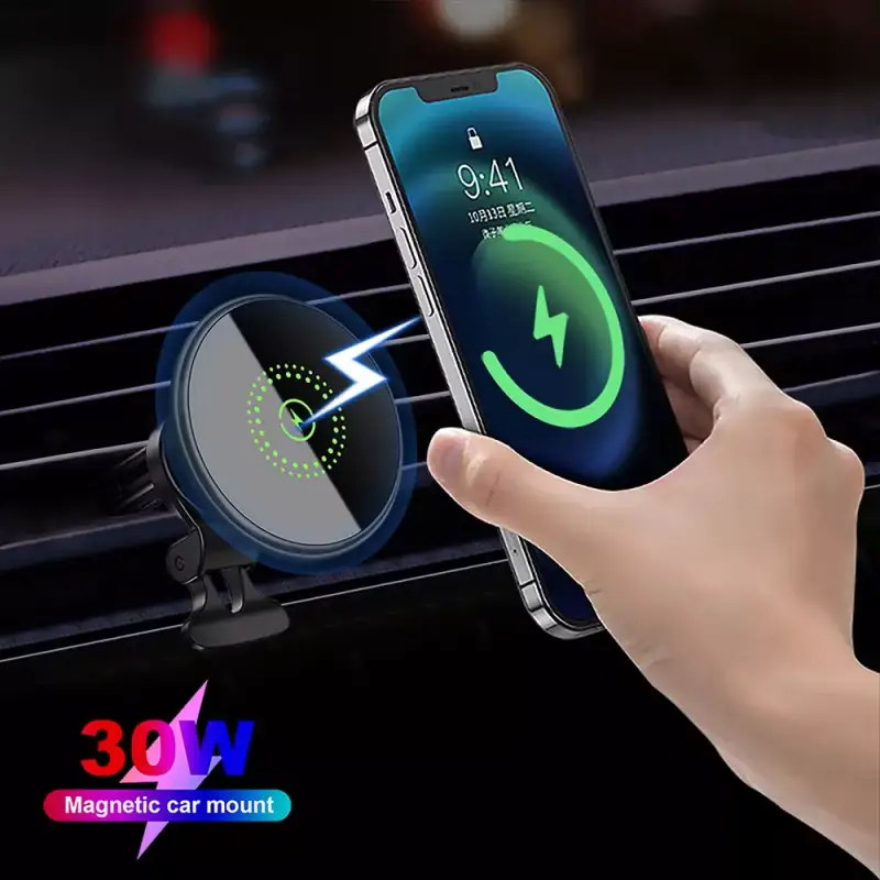 Soporte magnético para coche 30W Qi Soporte magnético para coche 30W Qi