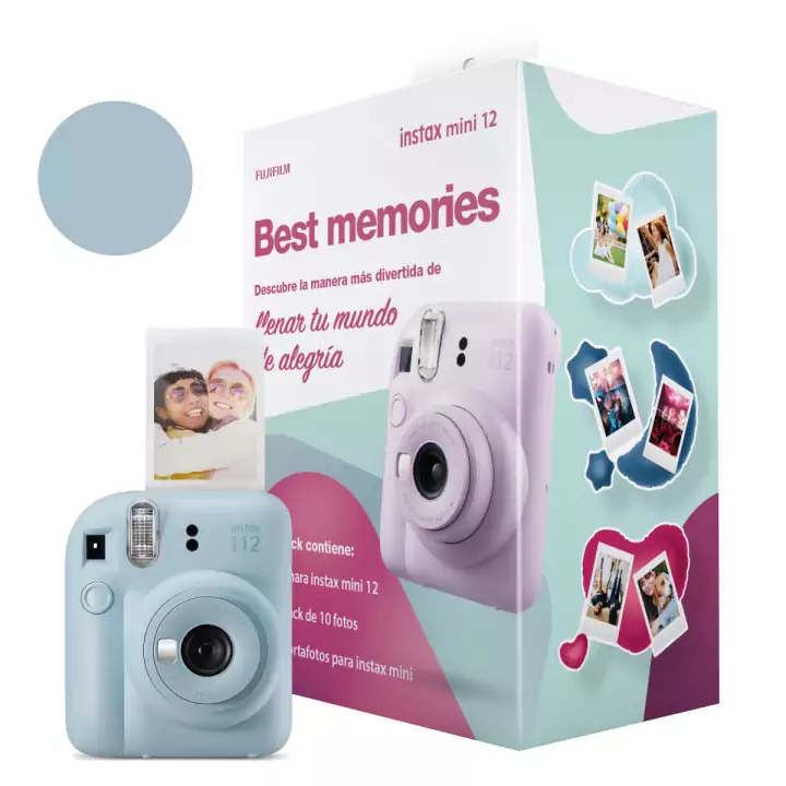 Pack Cámara Instax Mini 12 con película y 3 porta fotos incluidos Pack Cámara Instax Mini 12 con película y 3 porta fotos incluidos
