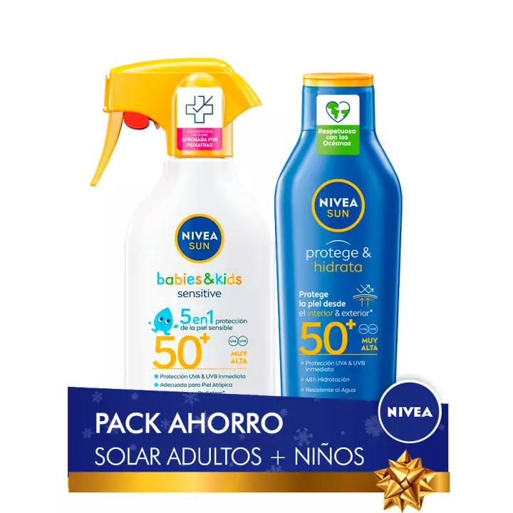 Pack Nivea Sun crema solar para niños + protector Hidratante 400ml FP 50+ Pack Nivea Sun crema solar para niños + protector Hidratante 400ml FP 50+