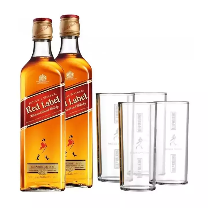 Pack 2 Johnnie Walker Red Label + 4 Vasos Pack 2 Johnnie Walker Red Label + 4 Vasos