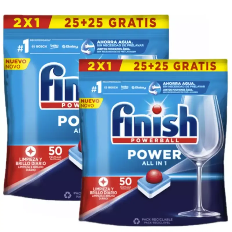 Pack 2x 50 Pastillas Finish Powe All in One Pack 2x 50 Pastillas Finish Powe All in One