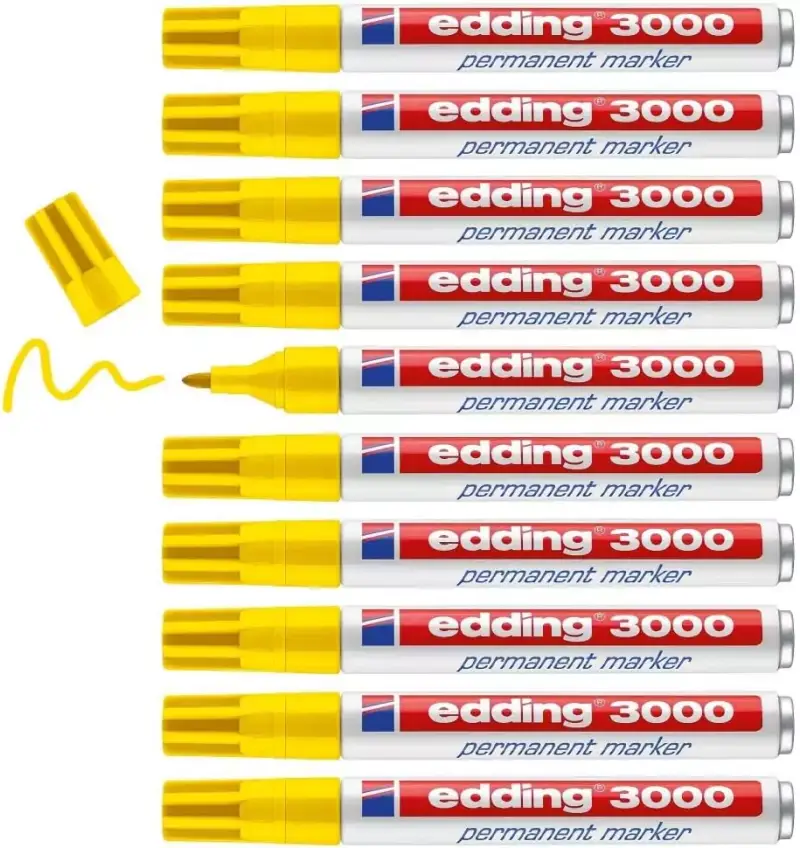 Pack 10 rotuladores permanentes edding 3000 amarillos Pack 10 rotuladores permanentes edding 3000 amarillos