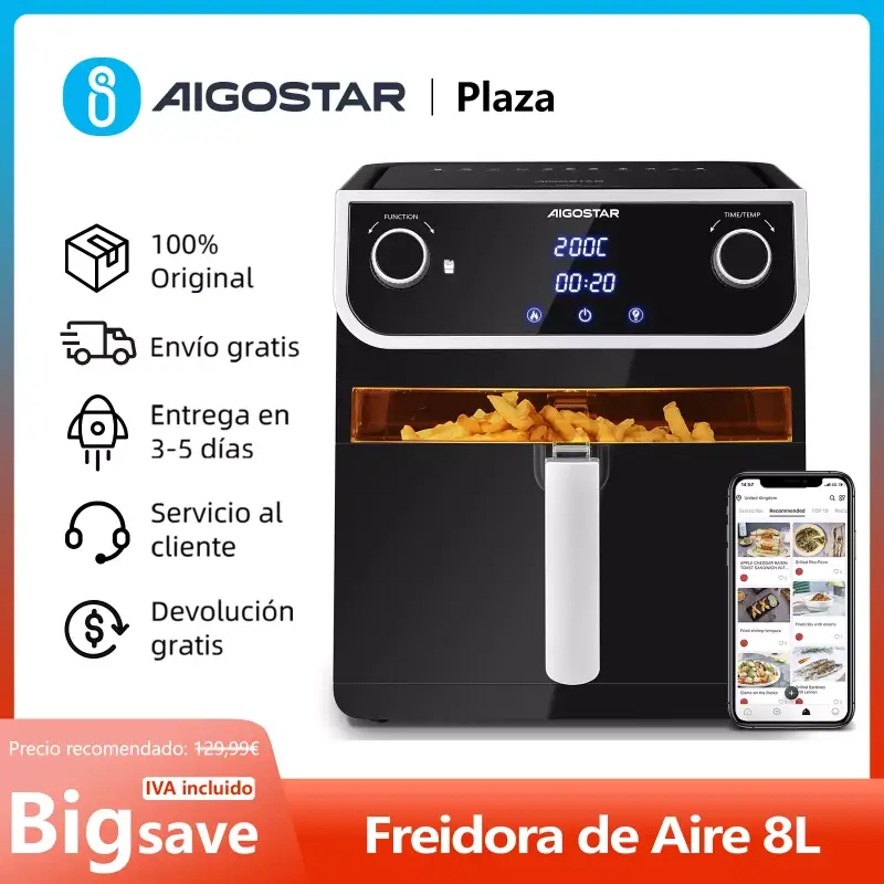 Freidora de aire Aigostar 8L 1700W Freidora de aire Aigostar 8L 1700W