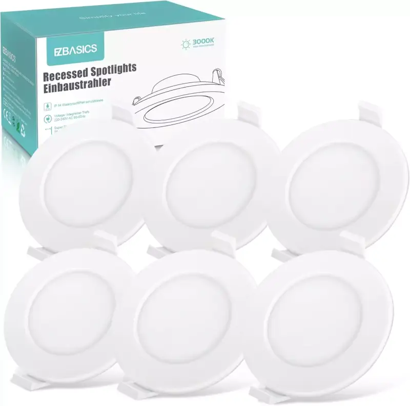 Juego de 6 focos LED empotrables 6W 3000K Juego de 6 focos LED empotrables 6W 3000K