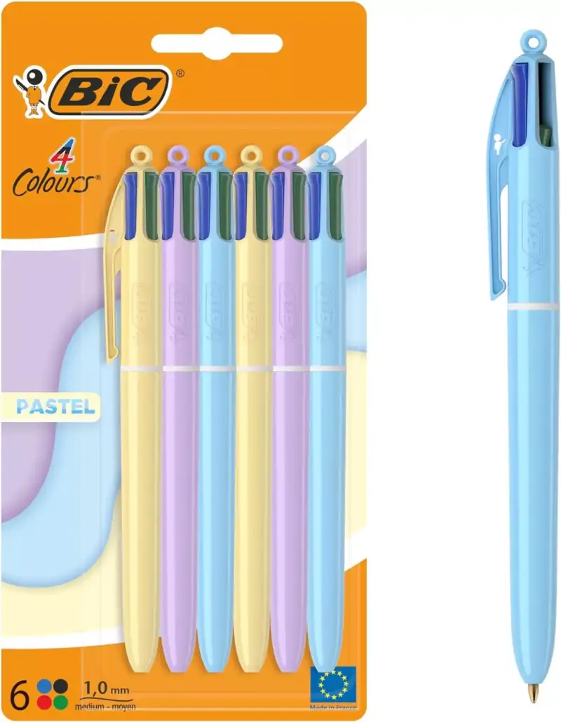 6x Bic 4 colores de punta media 6x Bic 4 colores de punta media