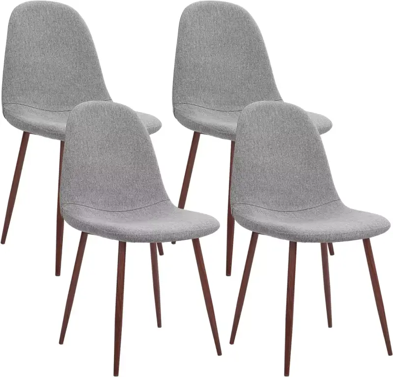 Juego de 4 sillas modernas con patas de metal y respaldo ergonómico Juego de 4 sillas modernas con patas de metal y respaldo ergonómico