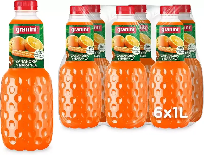 6x Granini Bebida de frutas Naranja, Zanahoria y Uva 1L 6x Granini Bebida de frutas Naranja, Zanahoria y Uva 1L
