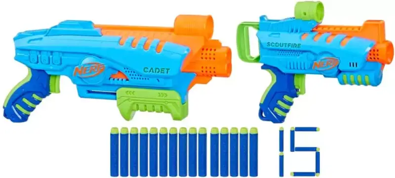 Kit 2 lanzadores Nerf Elite Junior 15 dardos Kit 2 lanzadores Nerf Elite Junior 15 dardos