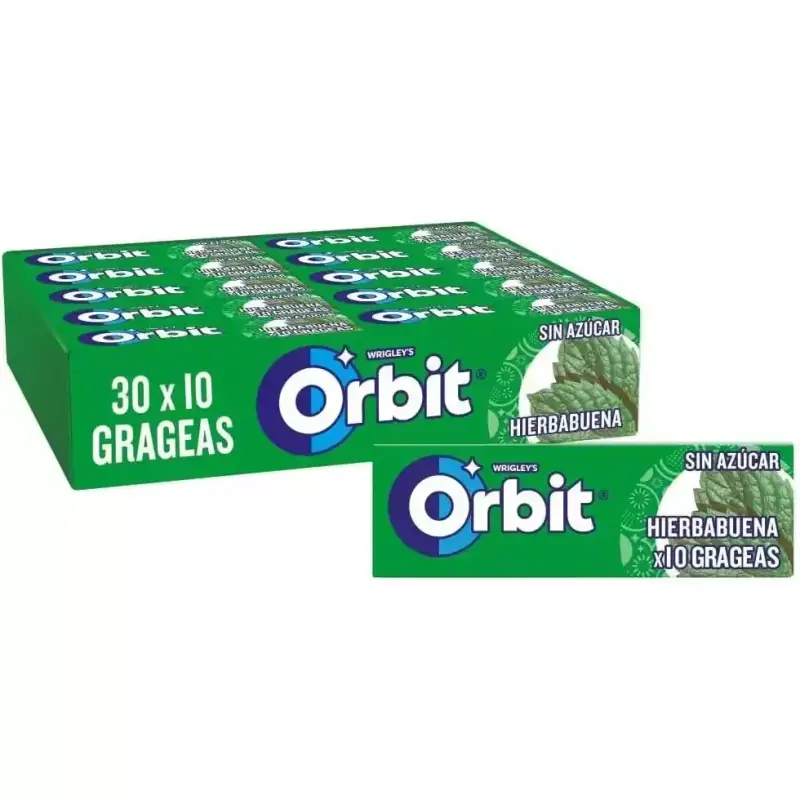 30 x 10 Chicles sin azúcar Orbit hierbabuena 30 x 10 Chicles sin azúcar Orbit hierbabuena