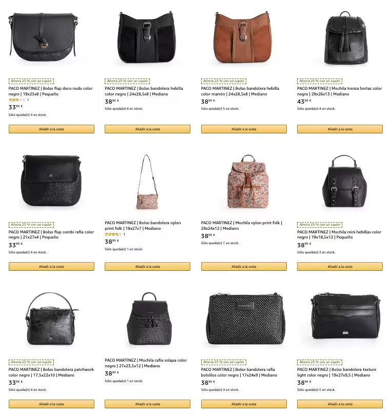 Bolsos de mujer PACOMARTINEZ con cupón del 25% para clientes Amazon Prime Bolsos de mujer PACOMARTINEZ con cupón del 25% para clientes Amazon Prime