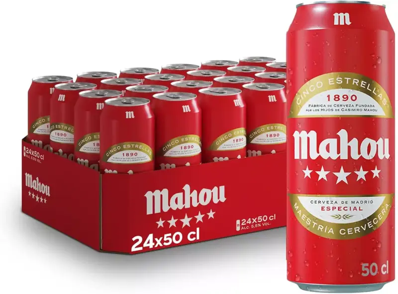 Pack de 24 Latas x 50 cl Mahou 5 Estrellas Pack de 24 Latas x 50 cl Mahou 5 Estrellas