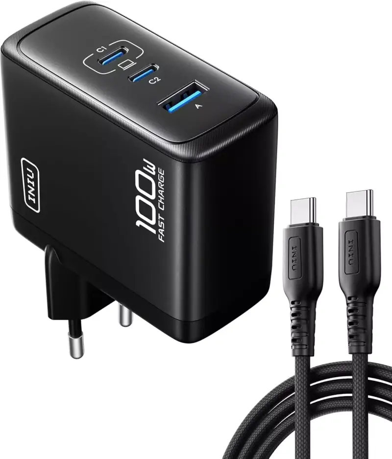 Cargador INIU 100W 2xUSB-C + USB-A + Cable Cargador INIU 100W 2xUSB-C + USB-A + Cable