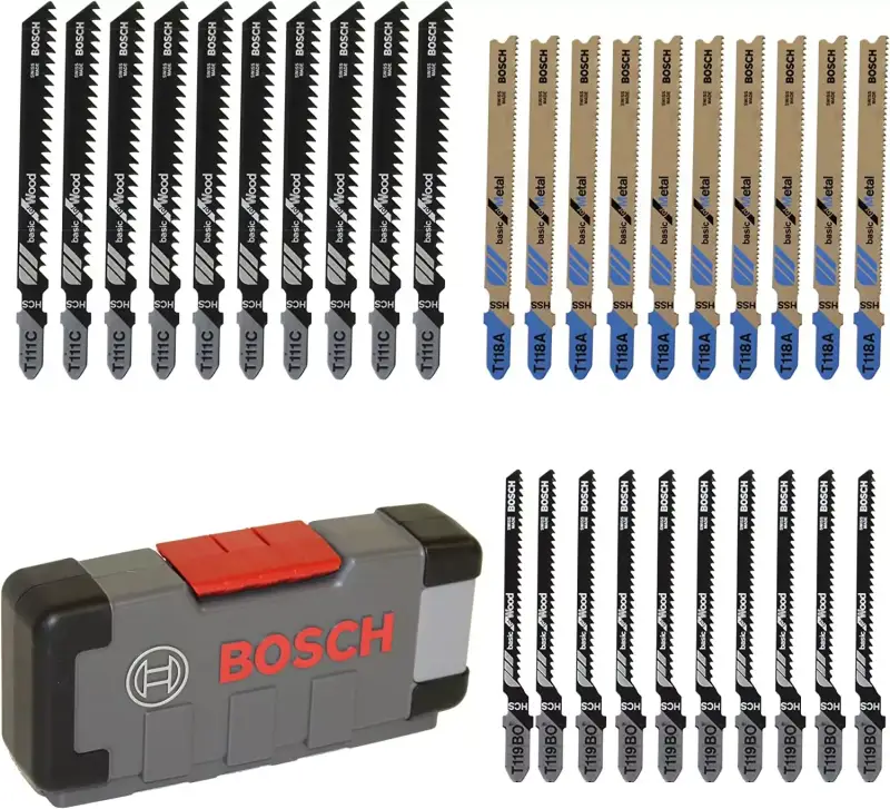 Set Bosch Professional de 30 hojas de sierra de calar Basic for Wood and Metal en Tough Box. Set Bosch Professional de 30 hojas de sierra de calar Basic for Wood and Metal en Tough Box.