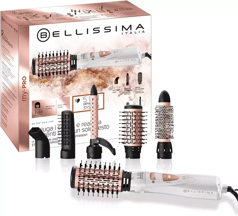 Imetec Bellissima My Pro GH18 1100 - Cepillo Moldeador de Aire con 5 accesorios para cabello liso y rizado. Imetec Bellissima My Pro GH18 1100 - Cepillo Moldeador de Aire con 5 accesorios para cabello liso y rizado.