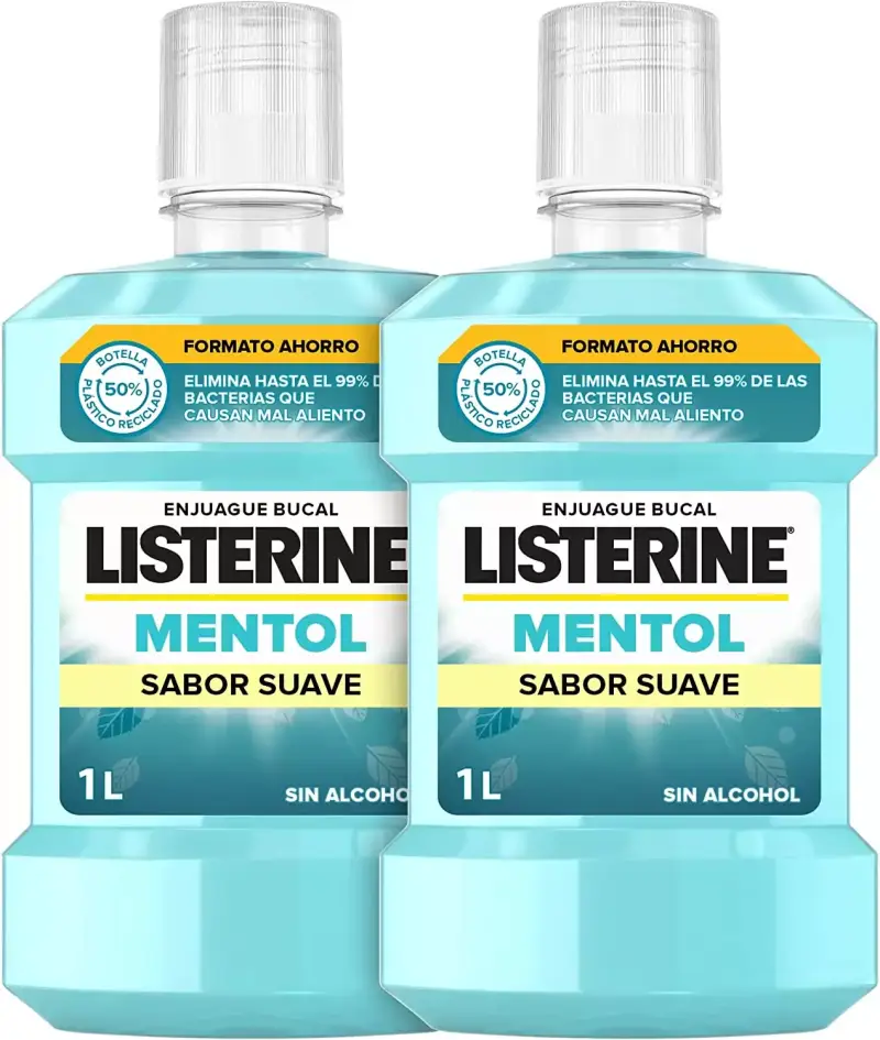 2x Pack de 2 Enjuague Bucal Listerine Mentol suave 1L 2x Pack de 2 Enjuague Bucal Listerine Mentol suave 1L