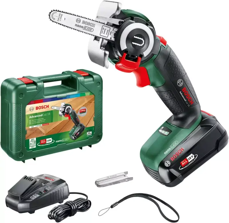 Sierra a batería Bosch con tecnología NanoBlade y 18V en estuche. Sierra a batería Bosch con tecnología NanoBlade y 18V en estuche.