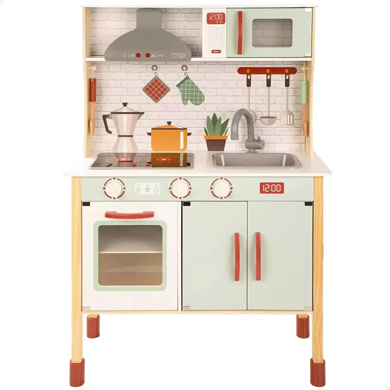 Cocina de madera infantil con luz y sonido, para niños y niñas - WOOMAX 49548 Cocina de madera infantil con luz y sonido, para niños y niñas - WOOMAX 49548