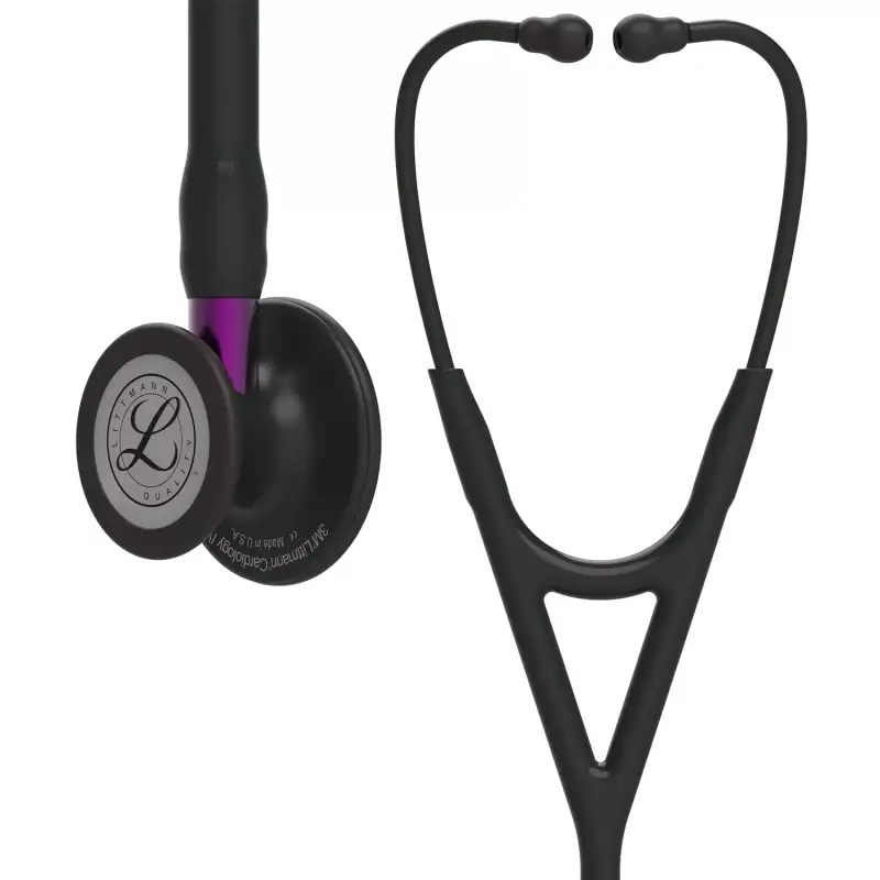 Fonendoscopio 3M Littmann Cardiology IV con acabado Negro y detalles en Morado. Longitud de 69 cm. Modelo 6203. Fonendoscopio 3M Littmann Cardiology IV con acabado Negro y detalles en Morado. Longitud de 69 cm. Modelo 6203.