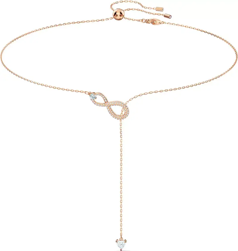 Collar Y-Swarovski Infinity mujer, baño oro rosa, cristales pavé - Colección Swarovski Infinity. Collar Y-Swarovski Infinity mujer, baño oro rosa, cristales pavé - Colección Swarovski Infinity.
