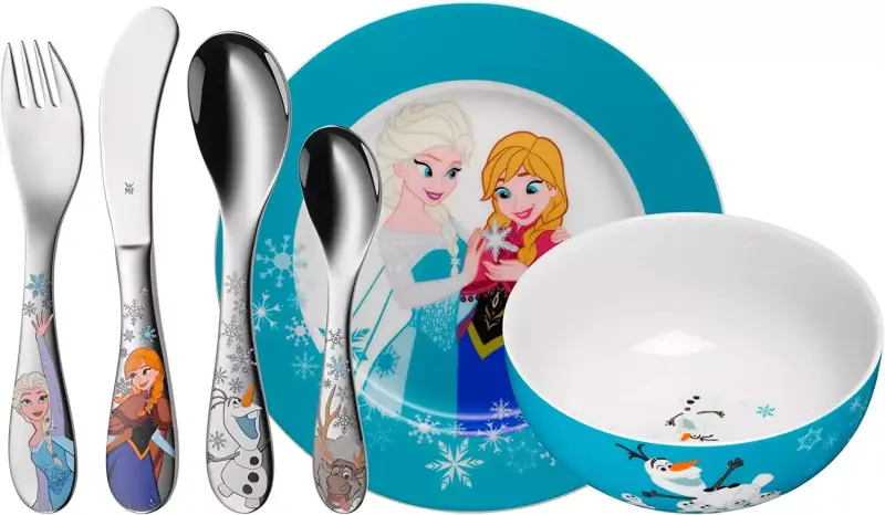 "Vajilla infantil Frozen de 6 piezas con cubertería WMF Kids" "Vajilla infantil Frozen de 6 piezas con cubertería WMF Kids"