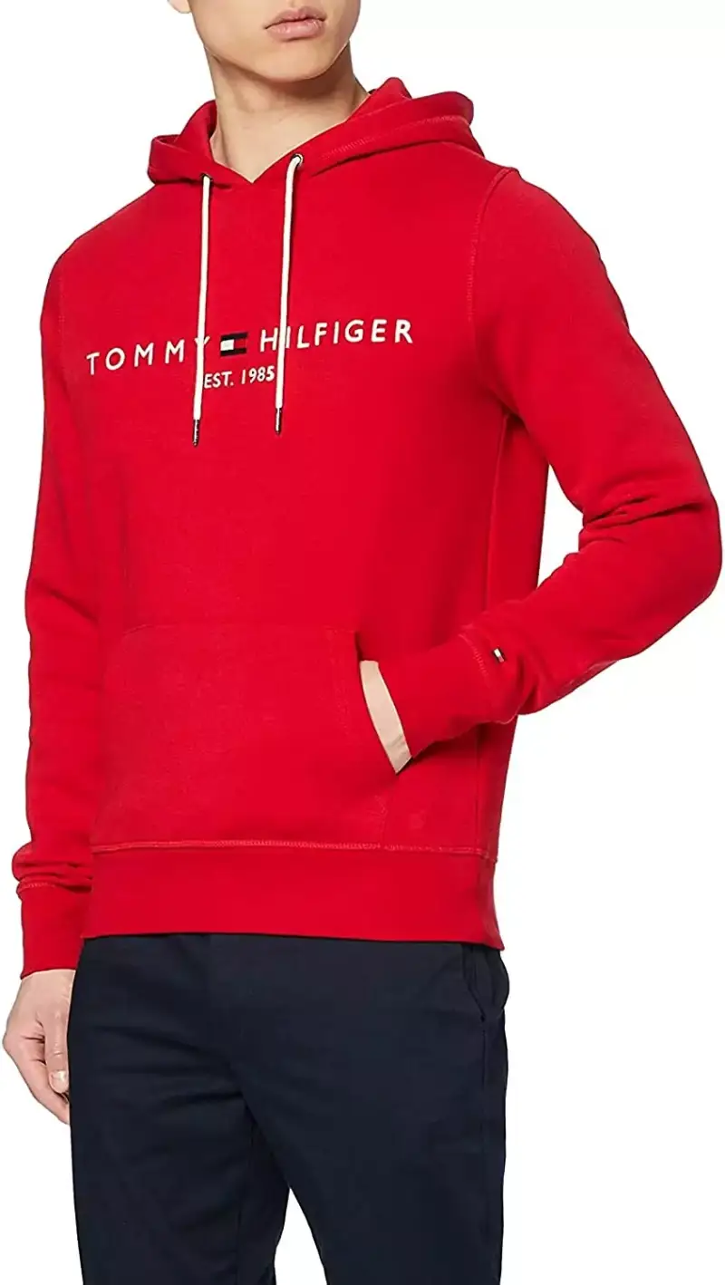 Tommy Hilfiger Logo Hoody, Rojo Primario, Hombre, M Tommy Hilfiger Logo Hoody, Rojo Primario, Hombre, M