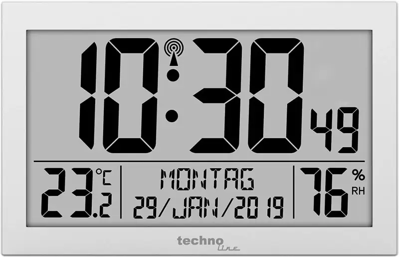 Reloj inalámbrico con indicador de temperatura, plateado (225 x 143 x 24 mm) Reloj inalámbrico con indicador de temperatura, plateado (225 x 143 x 24 mm)