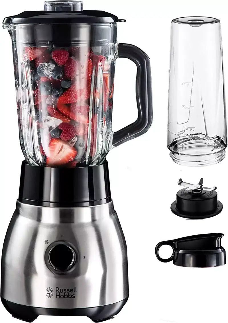 Batidora de Vaso 2 en 1 Russell Hobbs, Stainless-Steel, 1,5L, Cuchilla 4 Puntas, Seguridad, Plata Batidora de Vaso 2 en 1 Russell Hobbs, Stainless-Steel, 1,5L, Cuchilla 4 Puntas, Seguridad, Plata