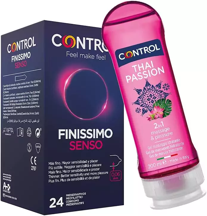 Control Preservativos Senso & Gel de Masaje Thai Passion - Caja 24 ud con Gel 2 en 1 Oriental 200 ml (Pack ahorro) Control Preservativos Senso & Gel de Masaje Thai Passion - Caja 24 ud con Gel 2 en 1 Oriental 200 ml (Pack ahorro)