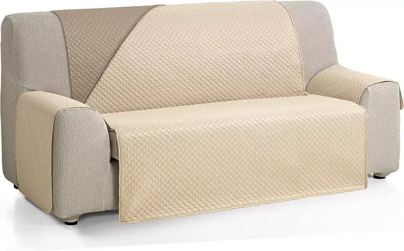 Funda Cubre Sofá Martina Home Diamond, Poliéster, Beige/Cuero, 4 Plazas. Funda Cubre Sofá Martina Home Diamond, Poliéster, Beige/Cuero, 4 Plazas.